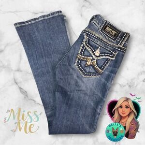 Miss Me Irene Boot Jeans Womens 29 Dark Wash Bootcut 29x33 Flare Embroidered Y2K